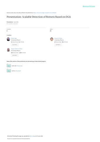 Presentation: Scalable Detection of Botnets Based on DGA Presentation  June 2019  DOI: