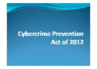 Agenda  Provisions  Policy  Punishable  Acts  Penalties  Penalties  Enforcement  Issues  Status