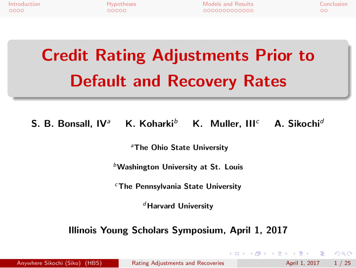 credit rating adjustments prior to default and recovery