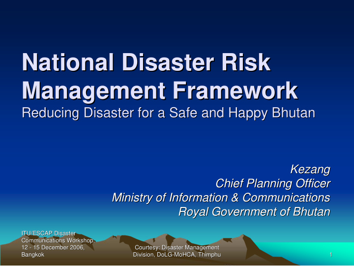 national disaster risk national disaster risk management