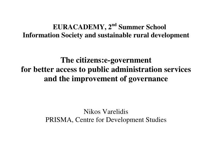 the citizens e government for better access to public
