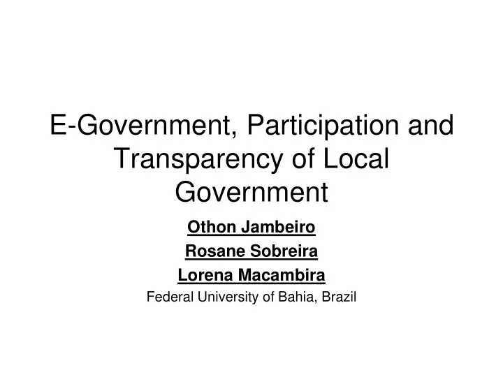 e government participation and