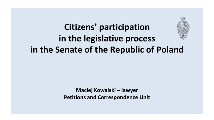 citizens participation in the legislative process in the