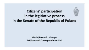 Citizens participation  in the legislative process  in the Senate of the Republic of Poland