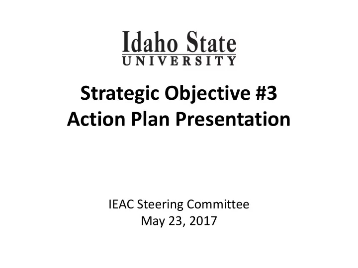 strategic objective 3 action plan presentation
