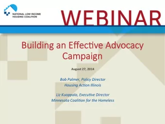 Bu  Building a  an Eff  Effec.  ec.ve Ad  e Advoc  ocacy   cy   Camp  mpaign