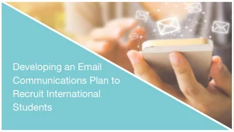 Developing an Email  Communications Plan to  Recruit International  Students  Presenters  Spencer