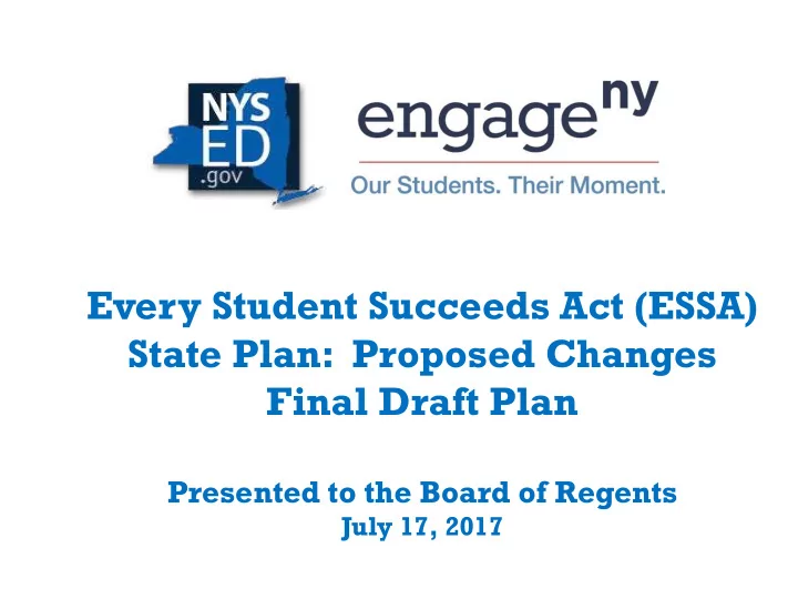 every student succeeds act essa state plan proposed