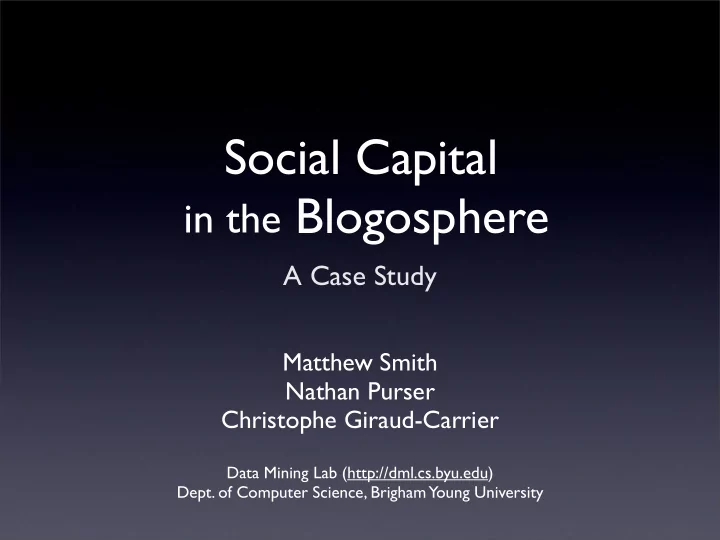 social capital in the blogosphere