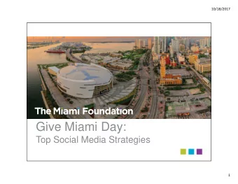 Give Miami Day:  Top Social Media Strategies  1  10/18/2017  What to expect    Power of owned