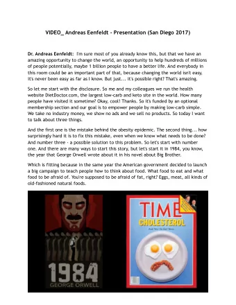 VIDEO_ Andreas Eenfeldt - Presentation (San Diego 2017) Dr. Andreas Eenfeldt: I'm sure most of you