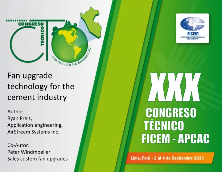 fan upgrade technology for the cement industry