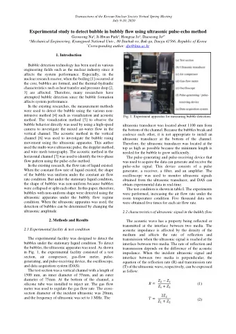 Experimental study to detect bubble in bubbly flow using ultrasonic pulse-echo method Geoseong Na a