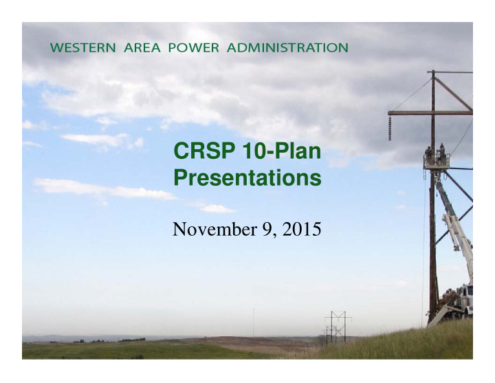 crsp 10 plan presentations