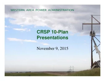 CRSP 10-Plan  Presentations  November 9, 2015  Rocky Mountain Region Ten Year  Plan Version Control