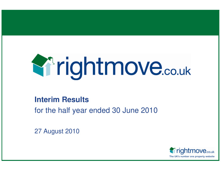 interim results for the half year ended 30 june 2010