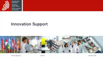 Innovation Support  Thomas Bereuter  IP2018  October 2018 European Patent Academy - target groups