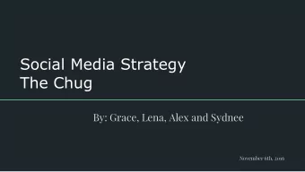 Social Media Strategy  The Chug  By: Grace, Lena, Alex and Sydnee  November 6th, 2016  Executive