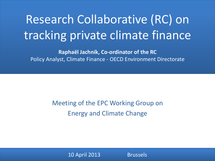 tracking private climate finance