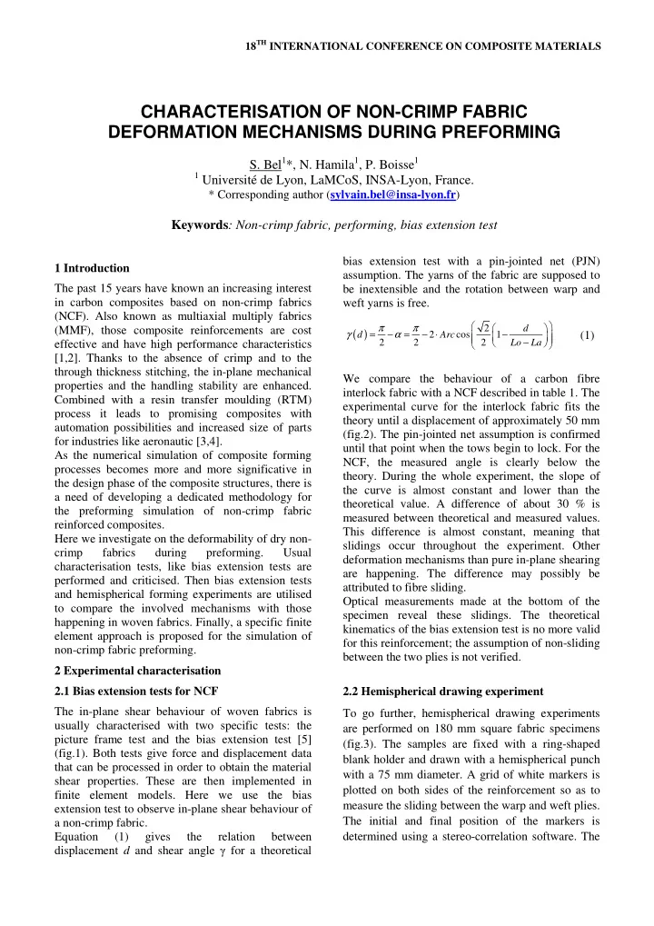 characterisation of non crimp fabric deformation
