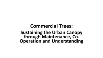Commercial Trees:  Sustaining the Urban Canopy  through Maintenance, Co-  Operation and