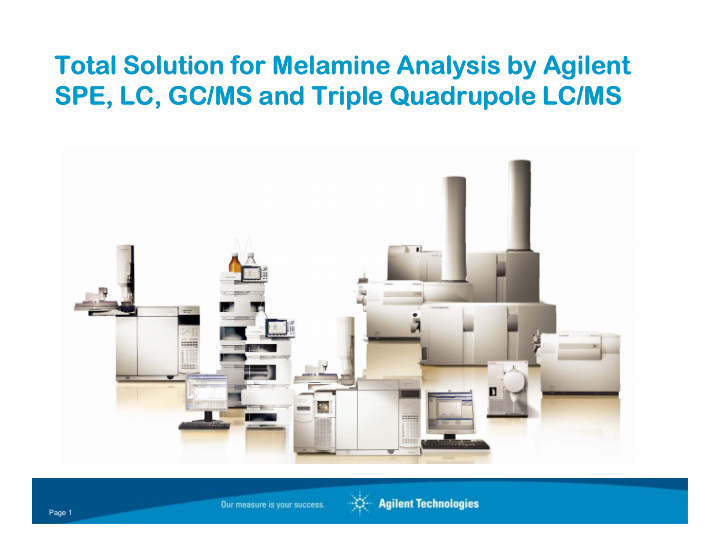 total solution for melamine analysis by agilent total