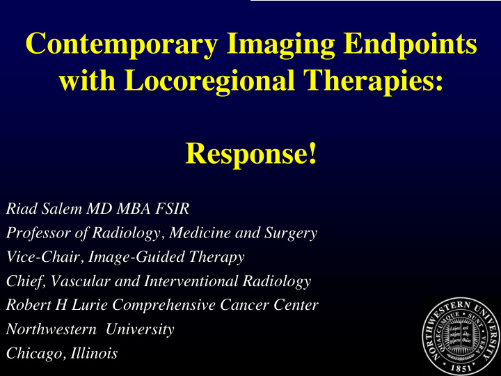contemporary imaging endpoints with locoregional