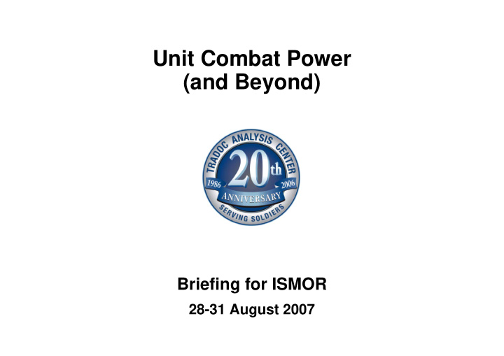 unit combat power and beyond