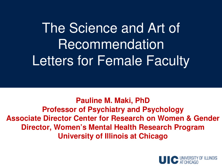 the science and art of recommendation letters for female
