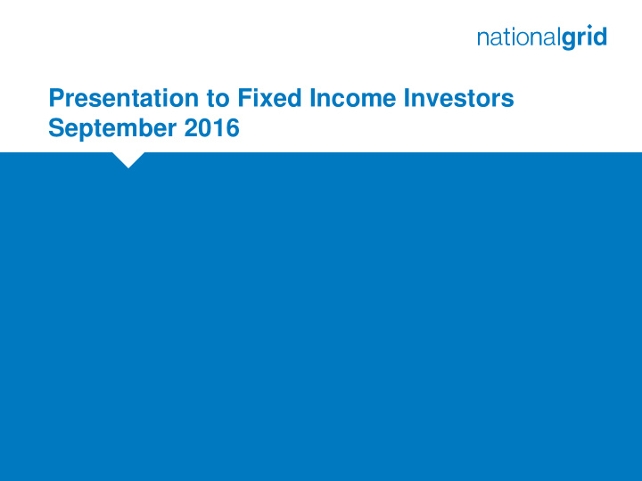 presentation to fixed income investors september 2016