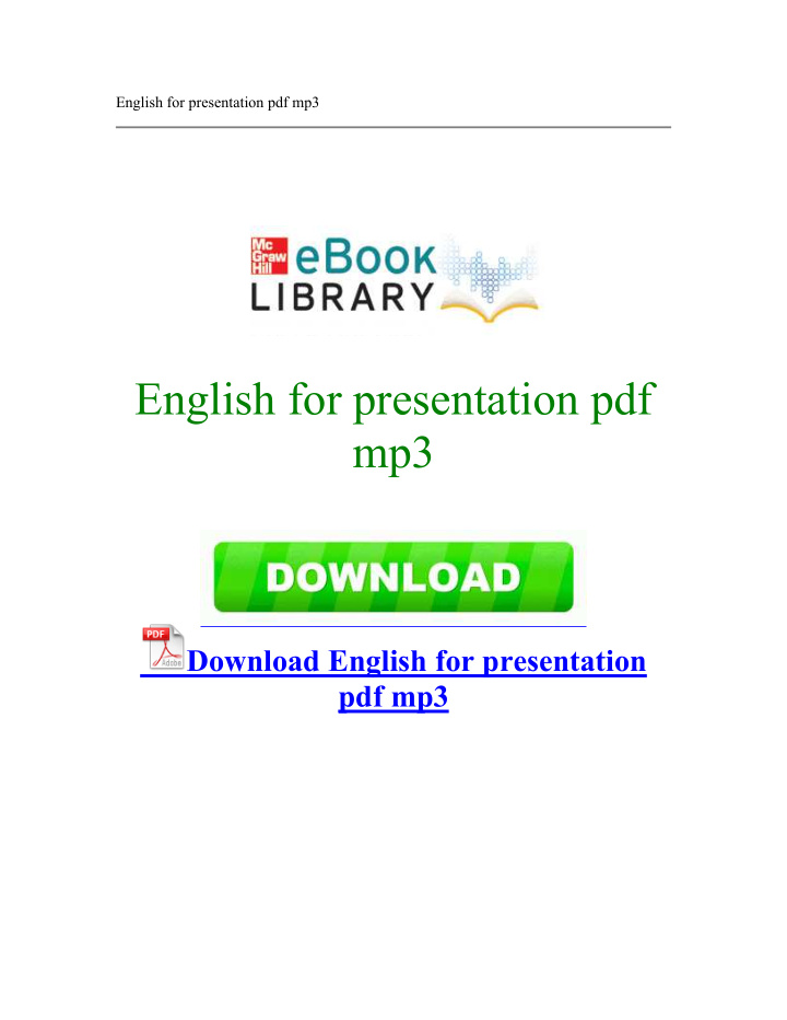 english for presentation pdf