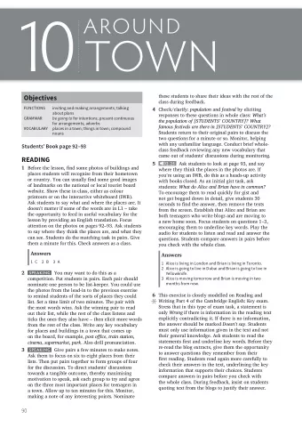 1  0  TOWN  these students to share their ideas with the rest of the  Objectives  class during