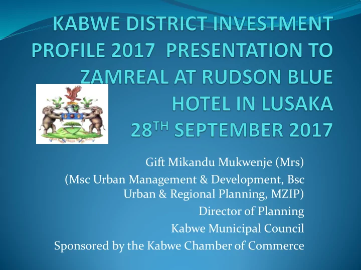gift mikandu mukwenje mrs msc urban management
