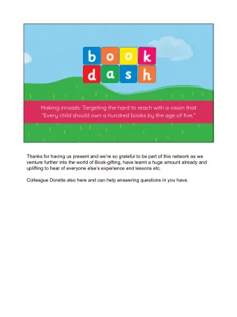 Making inroads: Targeting the hard to reach with a vision that  Every child should own a hundred