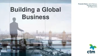 Business  Disclaimer.  The information in this presentation does not constitute personal investment