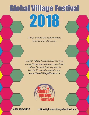 2018  A trip around the world without  leaving your doorstep!  Global Village Festival 2018 is
