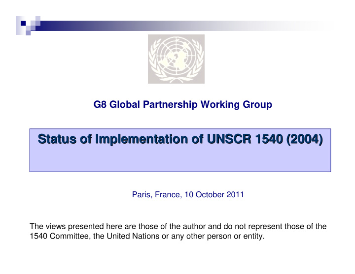 status of implementation of unscr 1540 2004 status of
