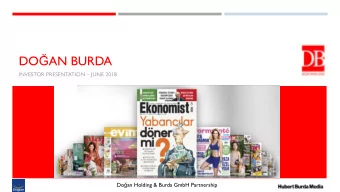 DO  AN BURDA INVESTOR PRESENTATION  JUNE 2018 Do  an Holding &amp; Burda GmbH Partnership DO