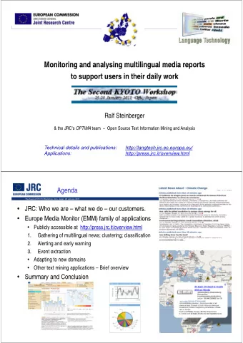 Monitoring and analysing multilingual media reports  Monitoring and analysing multilingual media