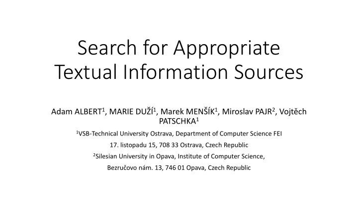 search for appropriate