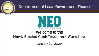 Dep  Depar  artmen  ent of  of Lo  Loca  cal Go  Governmen  ent Finan  Finance  ce  Welco  come t