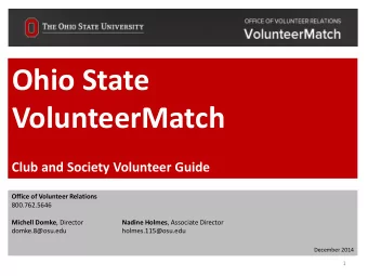 Ohio State  VolunteerMatch  Club and Society Volunteer Guide  Office of Volunteer Relations