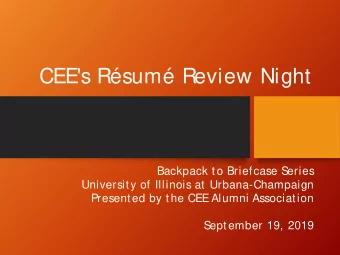 CEE's Rsum Review Night  Backpack to Briefcase S  eries  University of Illinois at