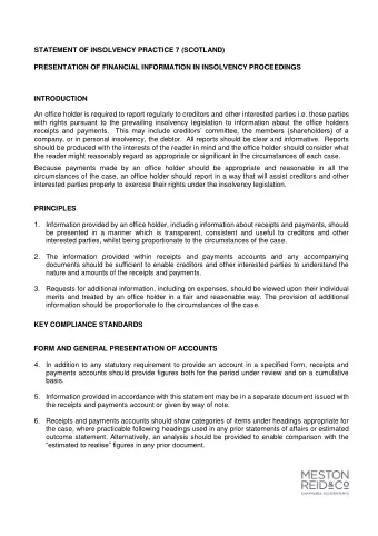 OTHER PRESENTATIONAL MATTERS 14. Receipts  a) Realisations by or on behalf of the office holder