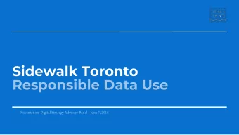 Sidewalk Toronto  Responsible Data Use A PUBLIC REALM  that serves as the  citys living room