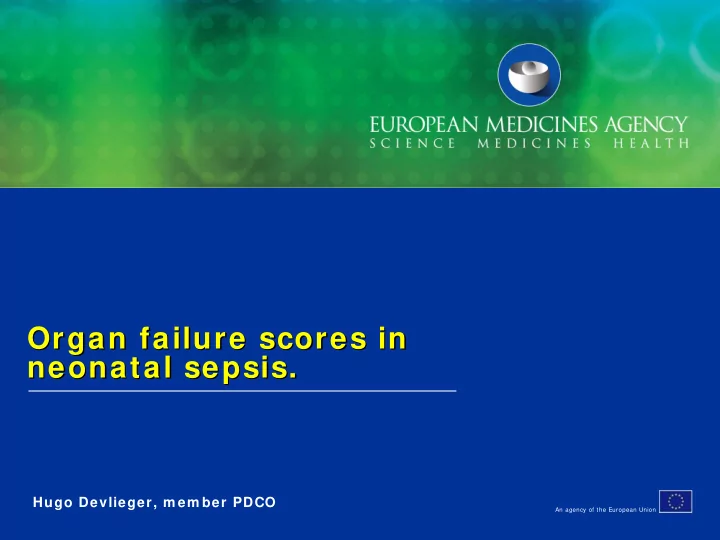 organ failure scores in organ failure scores in neonatal