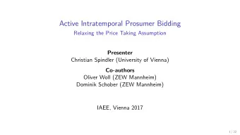 Active Intratemporal Prosumer Bidding  Relaxing the Price Taking Assumption  Presenter  Christian
