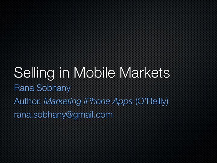 selling in mobile markets