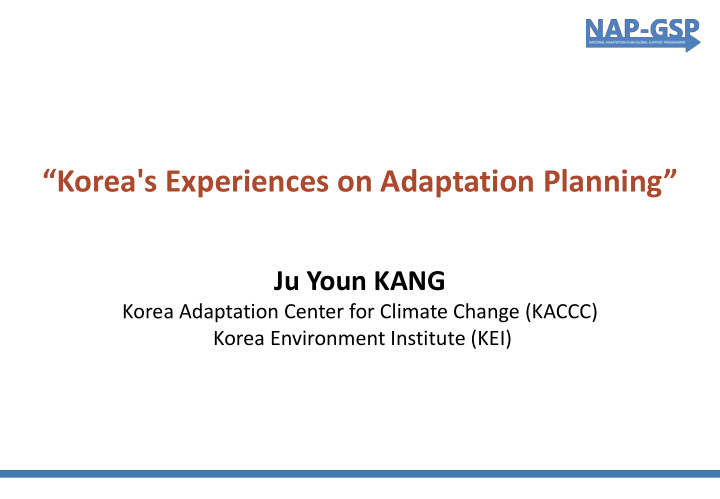 korea s experiences on adaptation planning