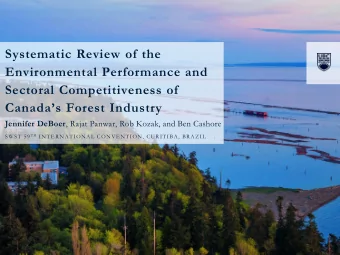 Systematic Review of the  Environmental Performance and  Sectoral Competitiveness of  Canadas